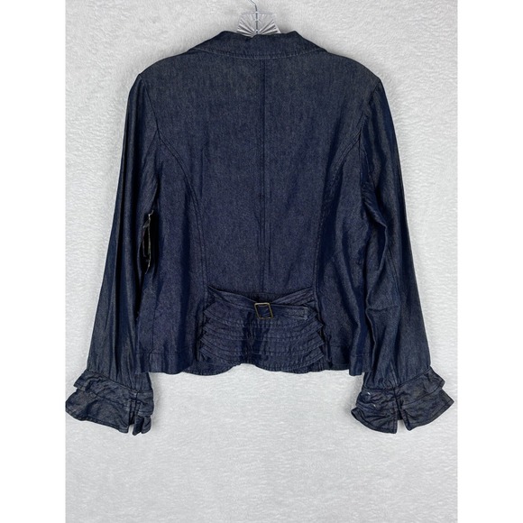 NWT Jeanology Vintage Ruffled Women's Jean Jacket With Front Button Size 14P - Picture 6 of 12